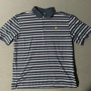 Masters Collection Pima Cotton Men's Medium Striped Blue Short Sleeve Golf Polo